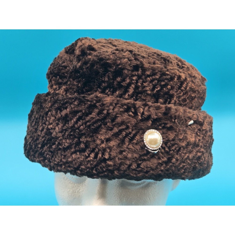 Chapeaux Classiques Fur Blend Hat Brown Canada‎ Viscose Rayonne /w Pin Winter